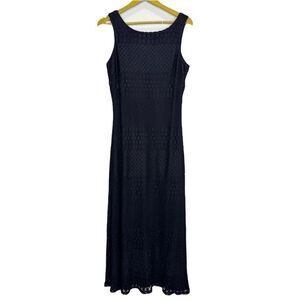 Vintage Y2K Crochet Open Knit Maxi Dress Size 9/10 Boho Whimsigoth Fairy Grunge